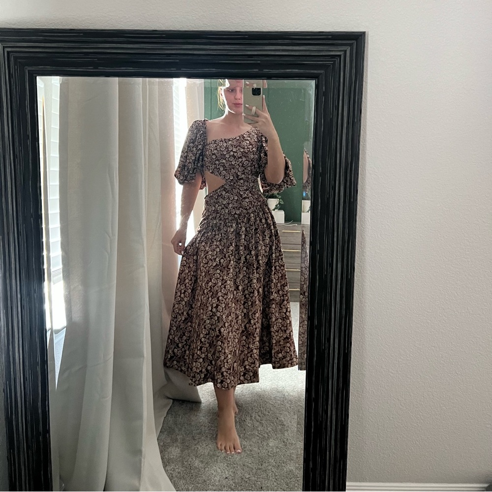 Brown midi dress